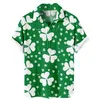 Chemises décontractées pour hommes St. Patrick's Day Bouton imprimé à manches courtes Mode Chemise Homme Ropa Hombre