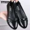 Pumps Black Wedges Pumps Soft Leather Work Shoes Women Low Heel Nonslip Simple Casual Commuting Korean Fashion Shallow Slipon