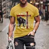 Summer New Cross 3D Digital Print Street Hip Hip Slim Fit T-shirt męski