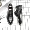 Dress Shoes Formal For Men Black Brogues 2024 Derby Office Wedding Mens Italiano Zapatos Para Hombres Schuhe