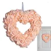 Decorative Flowers Artificial Rose Heart Shaped Wreath Romantic Valentines Day Mr & Mrs Wreaths For Front Door Gifts Wedding Decor