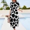 Casual Dresses Dalmatian Dog Chiffon Dress Animal Print Festival Aesthetic Woman Sexy Custom Clothes Big Size