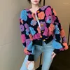 Womens Jackets 2023 Spring Three-Nsional Flower Cardigan Short Bubble Sleeve O Neck P Warm Coat Tops Women Clothing Jacket Drop Delive Dh3Ha