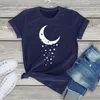 Roliga Moon Star Graphic T -skjortor för kvinnor unisex kort ärm tees kawaii kläder harajuku flickor toppar överdimensionerade kvinna tshirts 240401