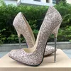 Dress Shoes 16cm Super Metal High Heels Bling Sexy Pumps Sequin Fetish Stilettos Pole Dance Model Stripper Glitter Unisex Size46