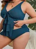 0XL 4XL Verstoorde Bikini Grote Maat Badmode Plus Vrouwen Badpak Vrouwelijke Twopieces set Bader Badpak V96B 240322