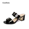 Sandálias Cresfimix Mulheres moda primavera Sandálias de salto alto Lady Sexy Sandals confortáveis femininas sandálias de couro PU fofas A2341b