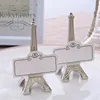 Party Decoration 50PCS Romantic Paris Themed Eiffel Tower Silver-Finish Place Card Holder Wedding Table Decorations