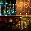 LED -strängar 12m 100Led Garland Solar String Lights Rope Tube Lighting For Home Garden Christmas Lamp LAWN DECORATION POWER YQ240401