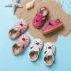 Летние детские сандалии для маленьких девочек, обувь для малышей с защитой от столкновений, детские пляжные сандалии из натуральной кожи с мягкой подошвой, 240318