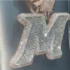 m Lettera 3D Bicolore Argento sterling 925 Design personalizzato Fatto a mano Hip Hop Ciondolo con diamante Moissanite completamente ghiacciato