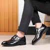 Casual Shoes Men Leather Lace Up Oxfords Business Office Dress Shoe Fashion Wedding Party Pointed Black