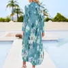 Abiti casual Moda Margherite Abito floreale Margherita Pirnt Elegante manica lunga Elegante donna scollo a V Chiffon oversize personalizzato