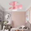 55cm Small LED Ceiling Fans Light Blue Pink White Macaron Bedroom Children Room Lamp Remote Control Ventilator 220V 110V