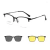 Sonnenbrille Rahmen Magnet Gläser Polarisierte Clip Brillen Männer Titan Rezept Optische Myopie Gelb Nacht Fahren Linsen Brillen