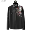 Mäns plus tees polos 2023 Spring Flower Rhine Shirts Men Slim Fit Casual Long Sleeve Business Dress Streetwear Social Party Tuxedo YQ240401