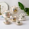 Conjuntos de chá cerâmica xícara de chá pires porcelana pote de café criativo oco bule de água britânica tarde utensílios bebendo