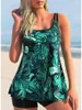 Roupa de banho feminina impressão tankini 2024 vestido curto cintura alta maiô feminino banhistas natação natação terno beachwear