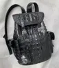 Sac à dos en peau de Crocodile exotique, fermeture à cordon, grand décontracté en cuir d'alligator authentique, sac de voyage pour homme