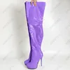 Сапоги Ronticool, женские зимние непромокаемые туфли до бедра с боковой молнией на шпильке с круглым носком, красивая обувь телесного цвета для вечеринок, американский размер 5-20
