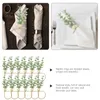 Table Cloth 12 Pcs Boho Artificial Eucalyptus Leaf Wooden Beads Dining Room Decor Rope Napkin Ring Home Supply For Reusable Buckle