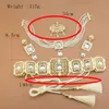 Sunspicems Gold Color Moroccan Bridal Jewelry Sets Arab Crystal Caftan Rope Belt Bead Chain Choker Necklace Long Earring Brooch 240315