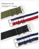 Bracelets de montre en toile de nylon robuste tissée d'une seule pièce, style militaire, sangles de sport universelles pour hommes, passe unique, 18/20/22 mm, multicolore