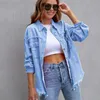 Raw Hem Ripped Denim Jacket Women Longe ärmar Casual Coat Top Jeans 240322