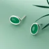 Boucles d'oreilles en argent S925, bijoux fins pour femmes, brillant, coloré, ovale, cristal doux, glaçure colorée synthétique