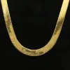 Ringe 10mm Herren Schlange Langkettige Halskette Gold plattiert flacher Fischgräten -Choker Hip Hop Männlich Choker Colar Schmuck Geschenke für ihn 3676 cm
