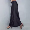 Rokken Elegante lange rok Zijdeachtig satijn Hoge taille Maxi voor dames Trekkoord Elastisch Enkellengte A-lijn Zacht