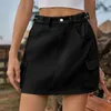 Solid Color Casual Loose Denim Short Skirts For Women Summer Vintage Womens Jeans Skirt Elegant Fashion Female Dresses 240401