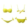 Costume da bagno donna Costume da bagno giallo a fascia senza schienale bikini Brasile 2023 Costume da bagno push up da donna sexy solido J240330