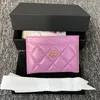 CC Coin Portemonches Caviar Leather Designer Wallets Dames met Box Cardholder Mens Classic Flap Cards Holders Pink Wallet Card Case Key Pouch Keychain Purse