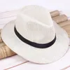 Cappello da uomo in paglia Panama Cappello da cowboy fatto a mano Cappello da viaggio estivo da spiaggia 240326
