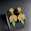 Ensemble de boucles d'oreilles et collier pour femmes, plaqué or africain, argent, vert, feuille rouge, pendentif, bracelet à breloques, bague, accessoires, cadeaux