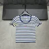 Kvinnor U Neck Tanks Stripe Print Sport Top Designer broderad väst elastisk stickad t -shirt