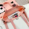 Omuz Çantaları Kadın Tuval Çantaları 2024 Kız Alışveriş Yapan Çantalar Moda Günlük Çizgi Panda Baskı Büyük Kapasiteli Crossbody