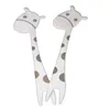 Fourchettes Petite fourchette Girafe Dessin animé pour enfants Cuillère portable à deux dents Vaisselle en acier inoxydable Scoop Vaisselle