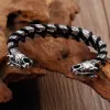Armbanden Kalen roestvrijstalen lederen armbanden Vintage metalen Viking Wolf herenarmband charme sieraden