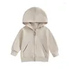 Chaquetas para niños pequeños Baby Boy Girl Zip Up Sudaderas con capucha Color sólido Manga larga Sudadera con capucha Chaqueta Top con bolsillo Drop Entrega Kids Mater Otbdq