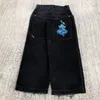 Mens Jeans Jnco Y2K Harajuku Hip Hop Poker Graphic Retro Blue Baggy Denim Pants Womens gotiska höga midja breda byxor Droppleverans en DHMQM