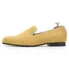 Chaussures décontractées en daim Floral jaune pour hommes, faites à la main avec fond et semelle intérieure en cuir véritable, mocassins de bal de promo, 2024