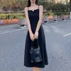 Franse stijl kleine zwarte jurk high-end suristen dames 2024 lente/zomer nieuwe chiffon lange rok