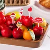 Gabeln 5PCS Frohe Weihnachten Tier Kunststoff Gabel Mini Cartoon Obst Für Kind Kuchen Zahnstocher Bento Mittagessen Party Decor