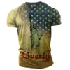 MENS Fashion 3D Digital Staty of Liberty Printed Trendy Summer Short Sleeved T-shirt