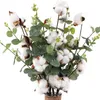 Ferme de fleurs décoratives pour têtes de coton, feuilles, tiges de Bouquet, maison, artificielles suspendues à l'extérieur, 1 pièces