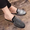 Casual Schoenen Luxe Loafers Heren Strass Glitter Designer Zomer Heren Half Slippers Luxe Slipprs Diamond Leather