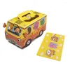 Present Wrap 10st Cartoon Bus Candy Cookies Box Portable Packaging for Birthday Baby Shower Favors Gäst S