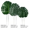 Decorative Flowers 6 Pcs Artificial Plants Tropical Palm Leaves Hawaii Luau Summer Party Jungle Safari Birthday Wedding Decor Fake